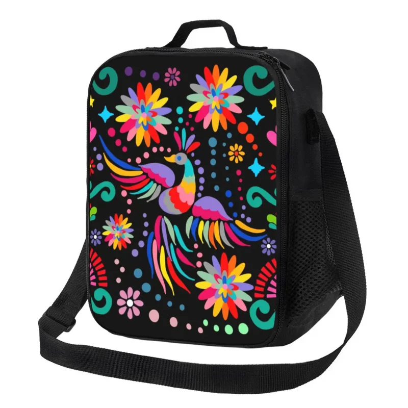 Saco de almoço têxtil floral mexicano personalizado flor para mulheres, refrigerador térmico, lancheiras isoladas para estudante, escola