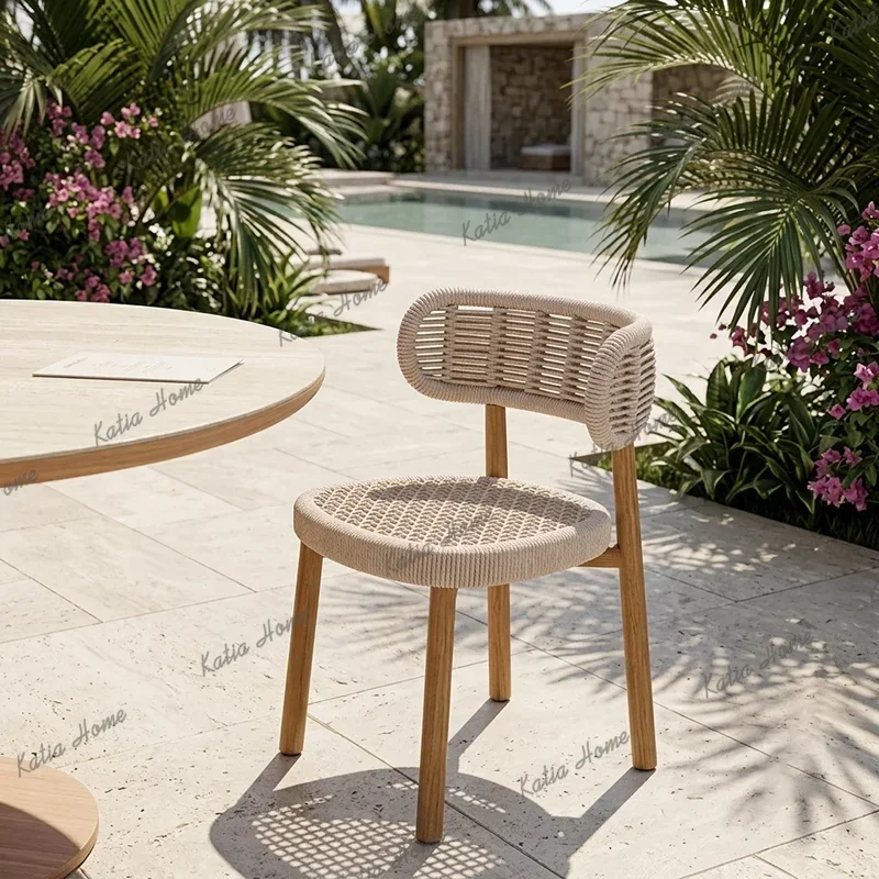 LSNordic Aluminum Alloy Outdoor Chair Rattan Chair Set Villa Garden Balcony Leisure Outdoor Furniture Modern Design