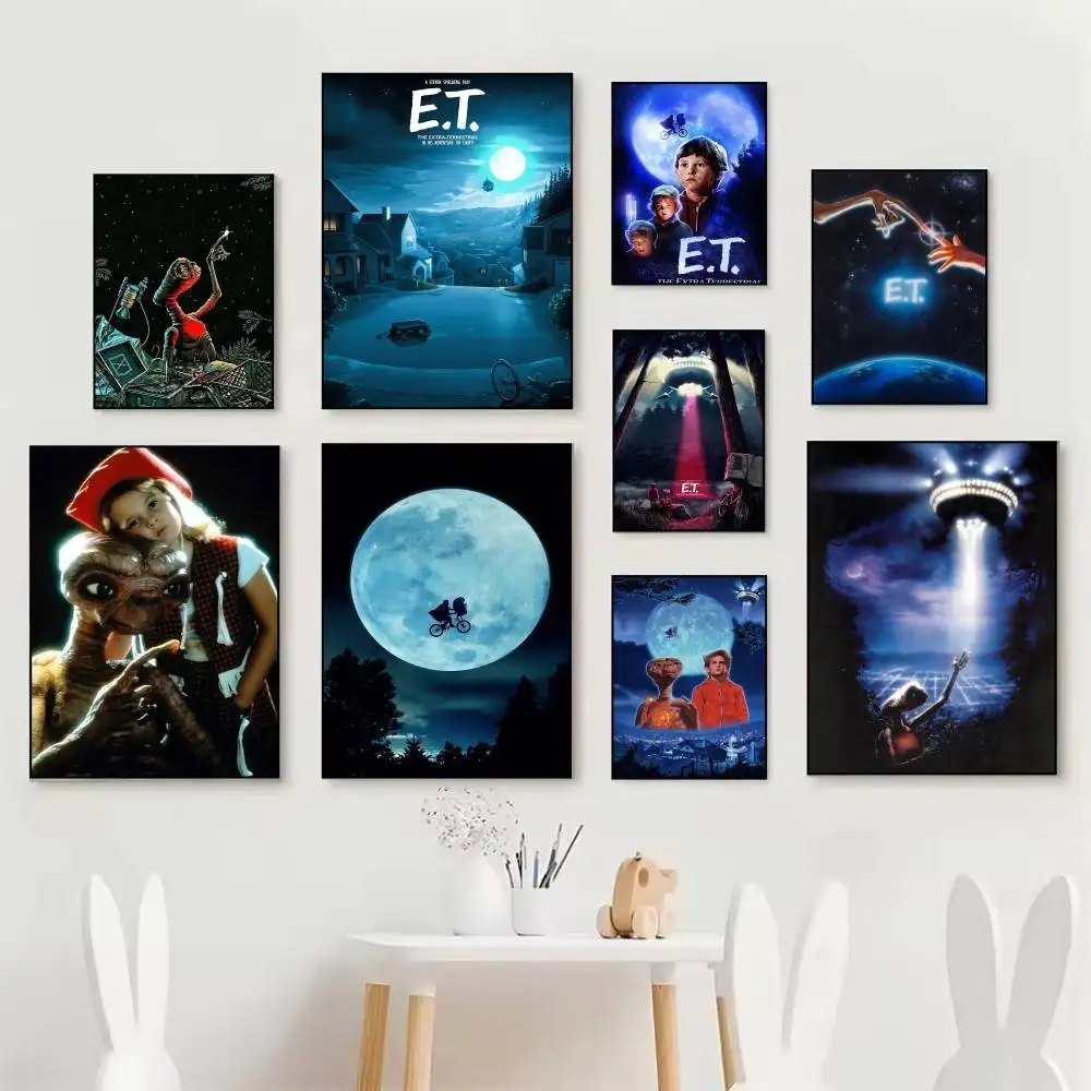 Classic Movie E.T. The E-Extra-Terrestrial Posters Self Adhesive Waterproof Ideal For Living Room Bedroom Bar Decoration