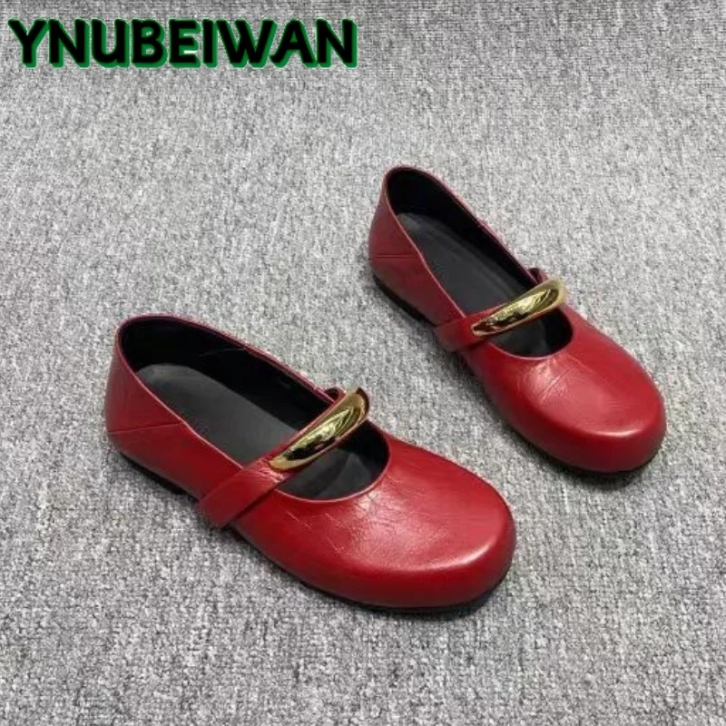 

Flats Women Mary Jane Shoes Pu Leather Shallow Summer New Sandals 2025 Fashion Round Toe Loafers Shoes Woman Shallow Zapatos