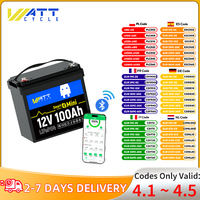 Wattcycle LiFePO4 Battery 12V 100Ah Mini Bluetooth Rechargeable Home Energy Storage Outdoor Power Supply Real time Control