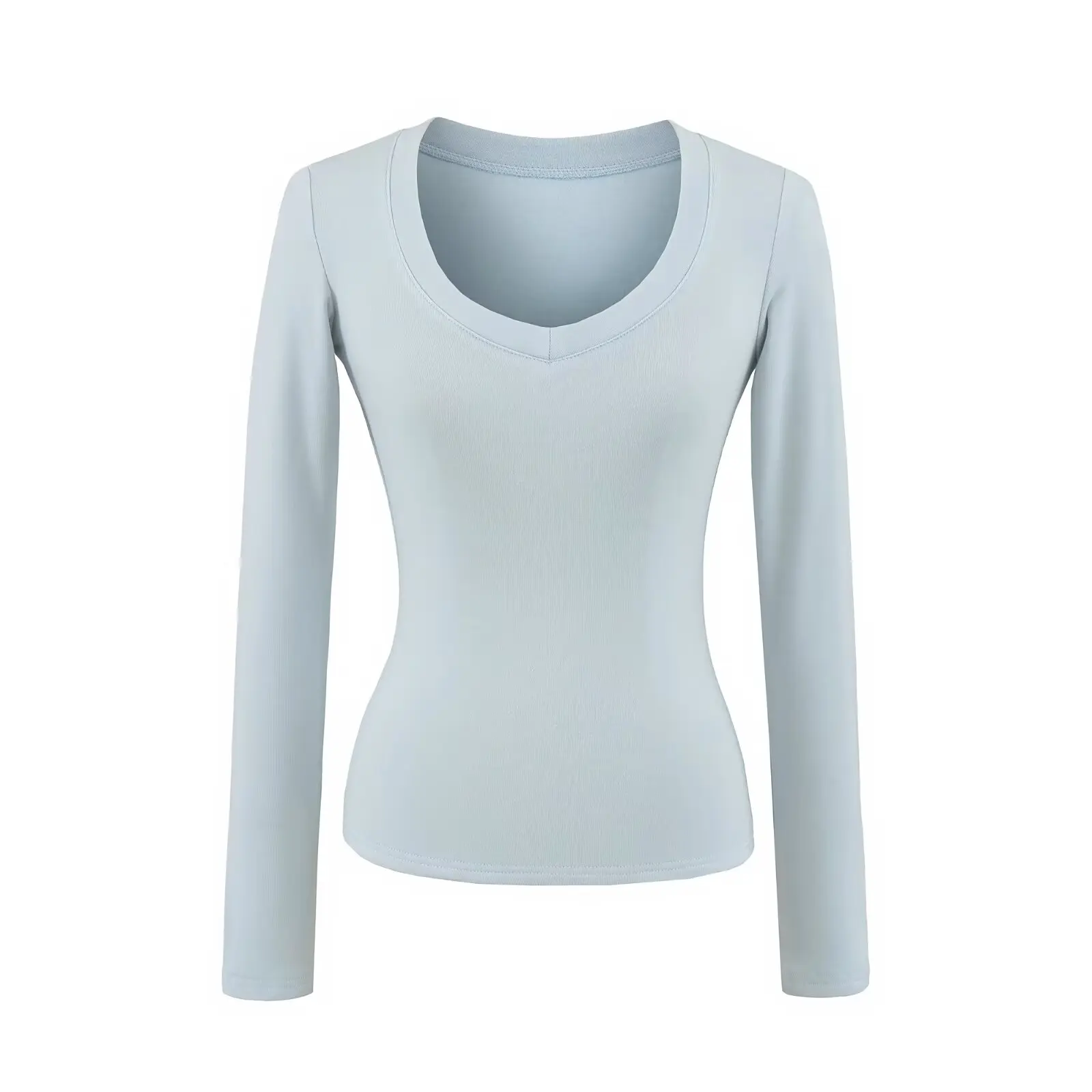 قميص نسائي طويل الأكمام بياقة على شكل V مبطن بالصوف، تصميم نحيف متعدد الاستخدامات لخريف 2024 #4