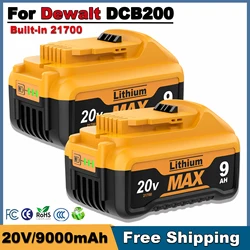 9000mAh Battery For Dewalt 20V DCB200 Replacement Battery Built-in 21700 Battery 20V MAX Li-ion Rechargeable Power Tool Battery