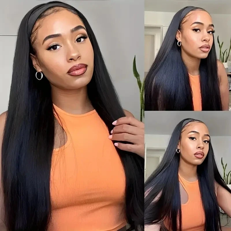 New fashion , long straight hair headband wig, full head cover - view 3