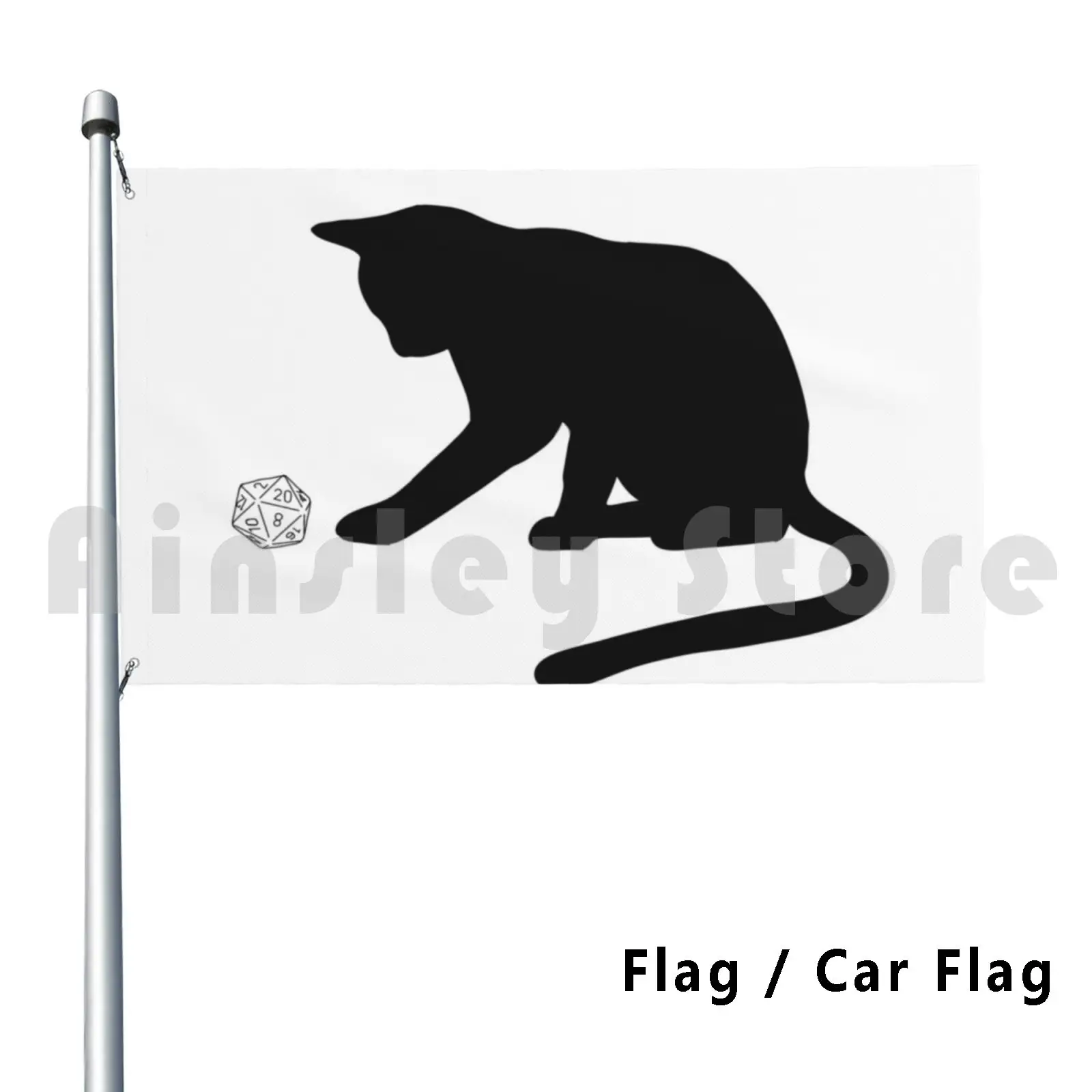 D20 Cat Flag Car Flag Printing Custom Cat D20 Dnd Kitty Meow Fun Game Rp Roleplay Nerd