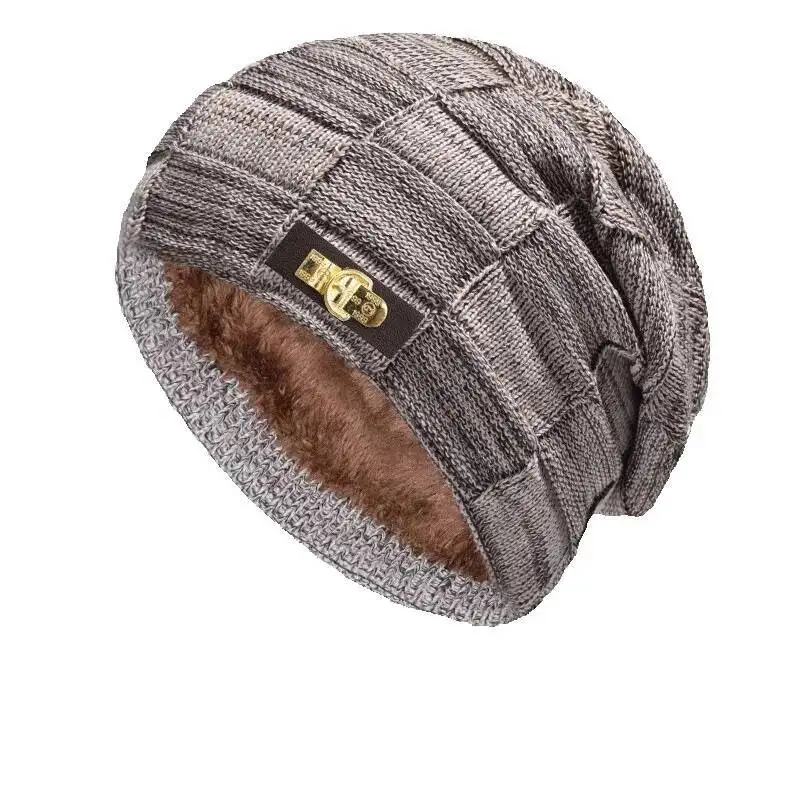 Winter Two-Tone For Men And Women, Thickened Warm Ear Protection Knitted Hat With Fleece-Lined Scarf Two-Piece Set