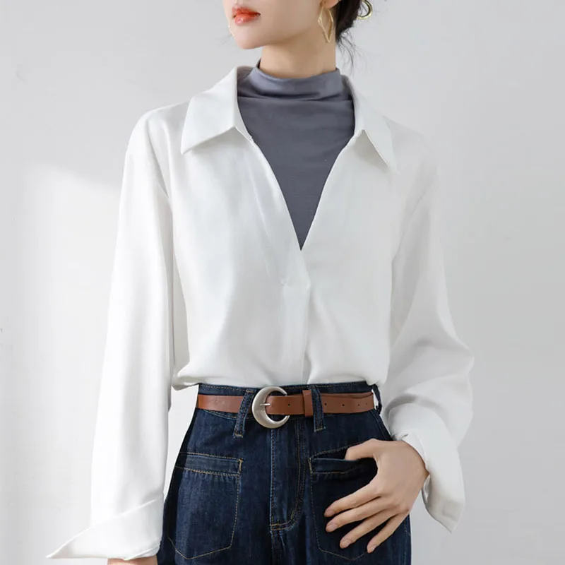 Fashion Long Sleeve Turn Down Collar Women Blouse White Patchwork Blouse Shirt Women Tops Blouses Shirts Blusas Para Mujer M909