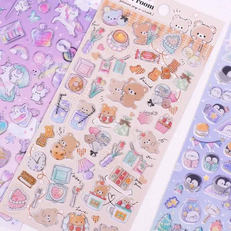 1 pc Creative Candy Ghost Rabbit Drop 3D Relief Stickers Scrapbooking Diy Diary Stationery Sticker Decor Cute Aesthetic Stickers