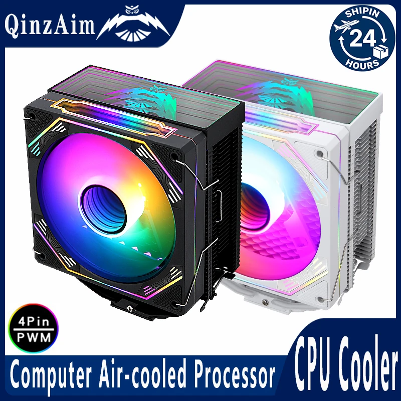 

QiuzAim Computer Cpu Cooler 4/6 Heat Pipe 120mm Fan Argb Compatible LGA1700 1200 115x 1851 x79 x99 2011 2066 i3 i5 i7 E5 AM4 AM5