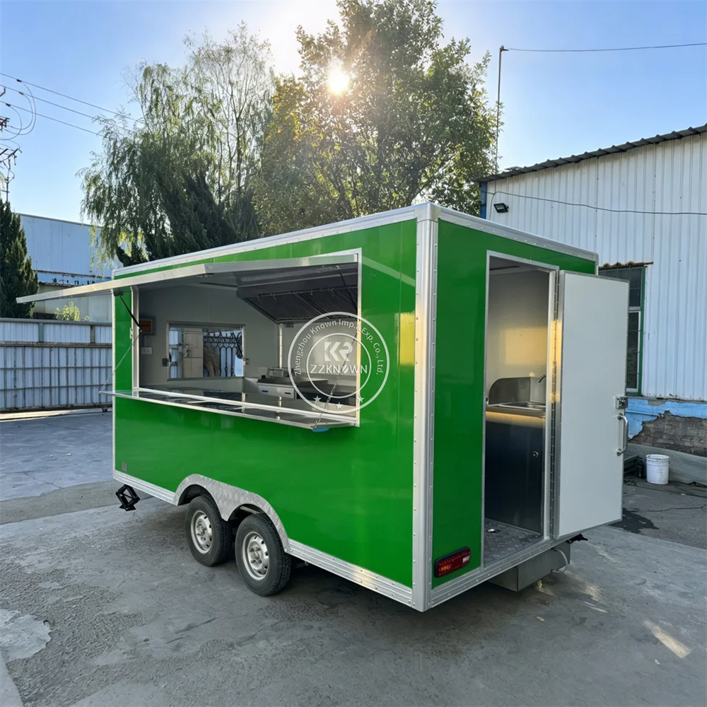 Customized Mobile Food Van Street Kitchen Trailer Startup Burger Pizza Truck Food Trailer With Complete Kitchen Solution