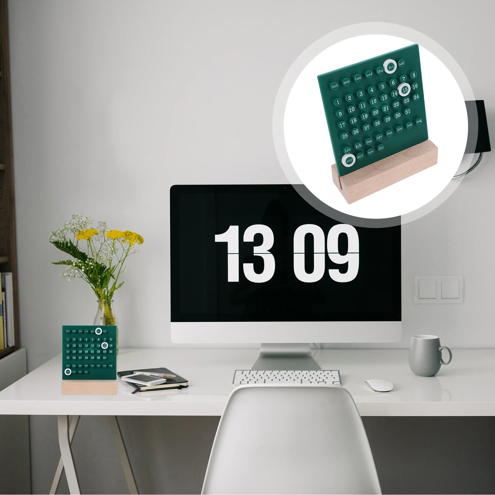 

Creative Perpetual Desk Date Record Display For Office Home Decor Small Desktop Calendar With Movable Rings Stand Calendar For