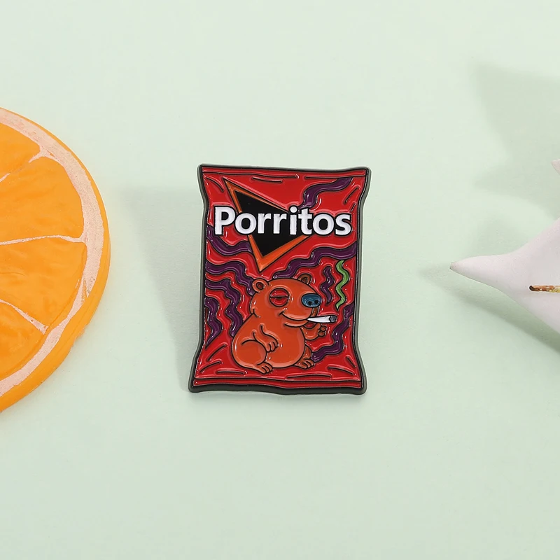 Porritos Snacks Enamel Pin Cheese Nachos Corn Chips Alloy Brooch Lapel Backpack Badge Jewelry Accessories Gift for Friends