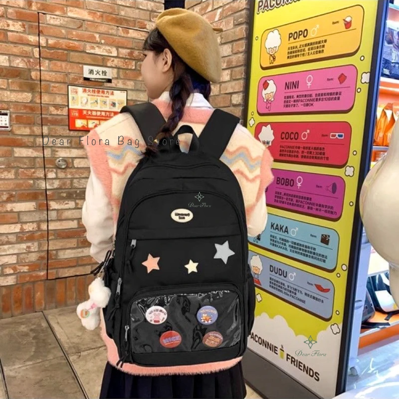 Mochilas Y2k Star Ita para niñas, bolso transparente para estudiantes, mochila escolar con pantalla DIY, bonita mochila de gran capacidad, mochilas de viaje informales