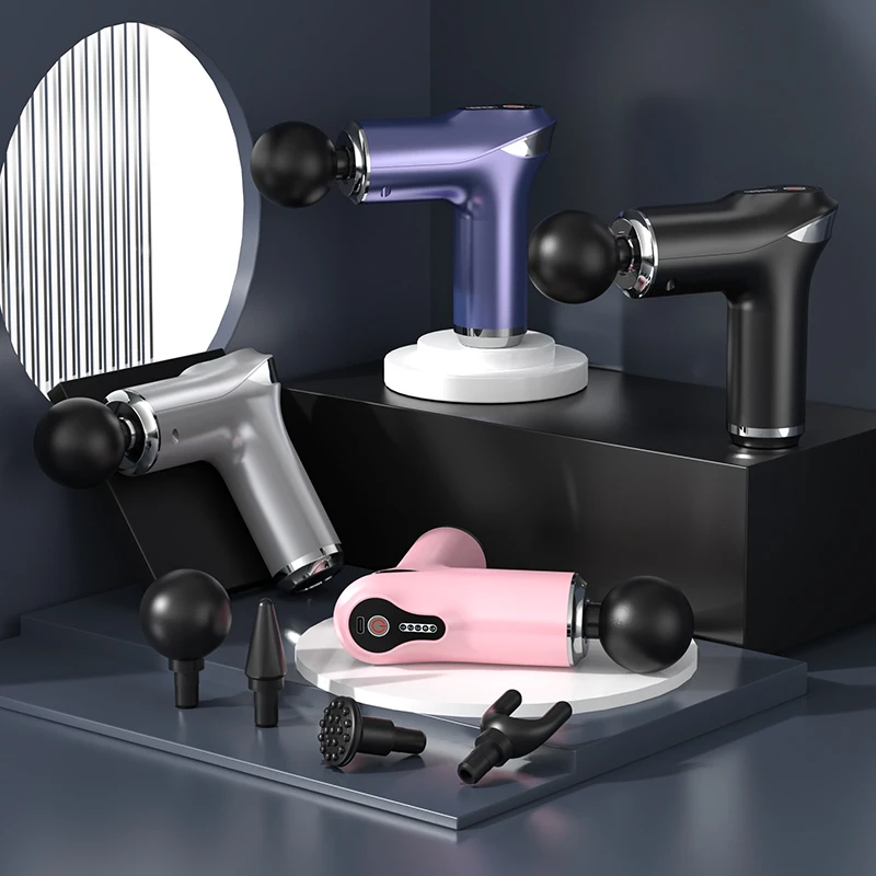 

Mini Massage Massage 4 Heads Gun Muscle Massager Portable Electric Fascia Gun for Neck Foot Body Fascia Gun