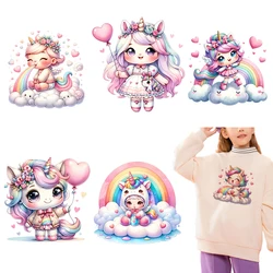 Cute Rainbow Little Mallory On Transfer Patches Thermal Sticker Animal Applique Heat transfer Vinyl Patches For Clothes Kids