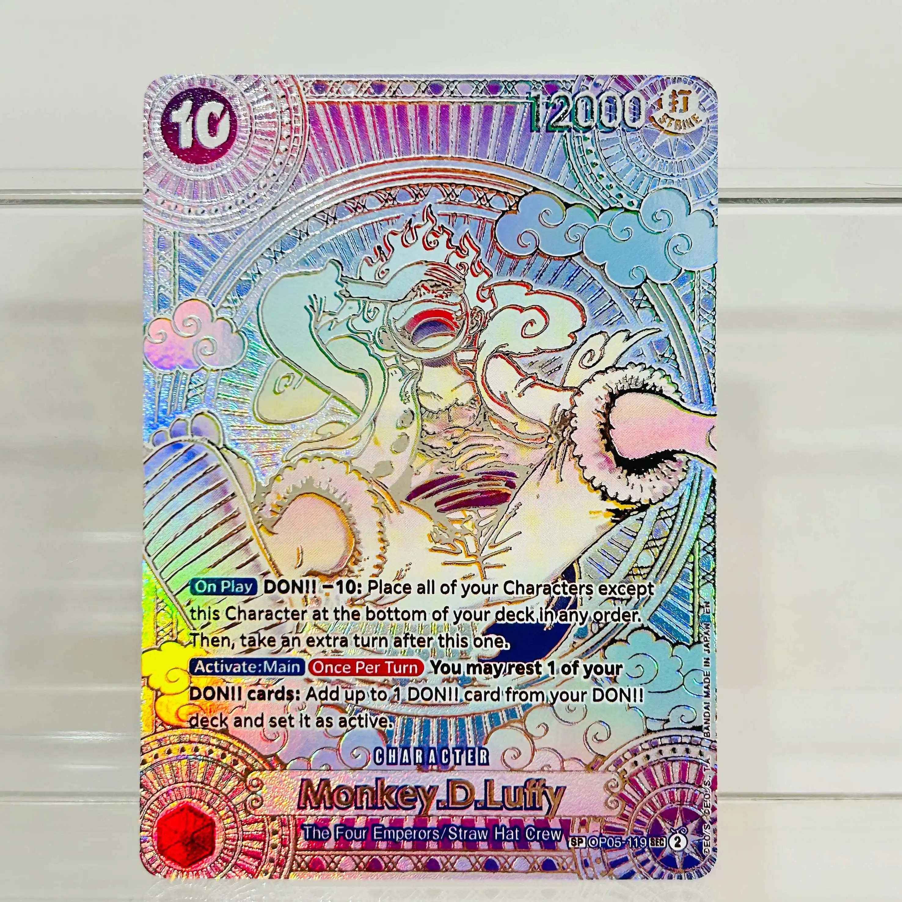 One Piece Luffy OP05-119 SP Card EN Silver Foil Holographic Texture Cards Collectible Grade DIY Premium Anime Collection Card