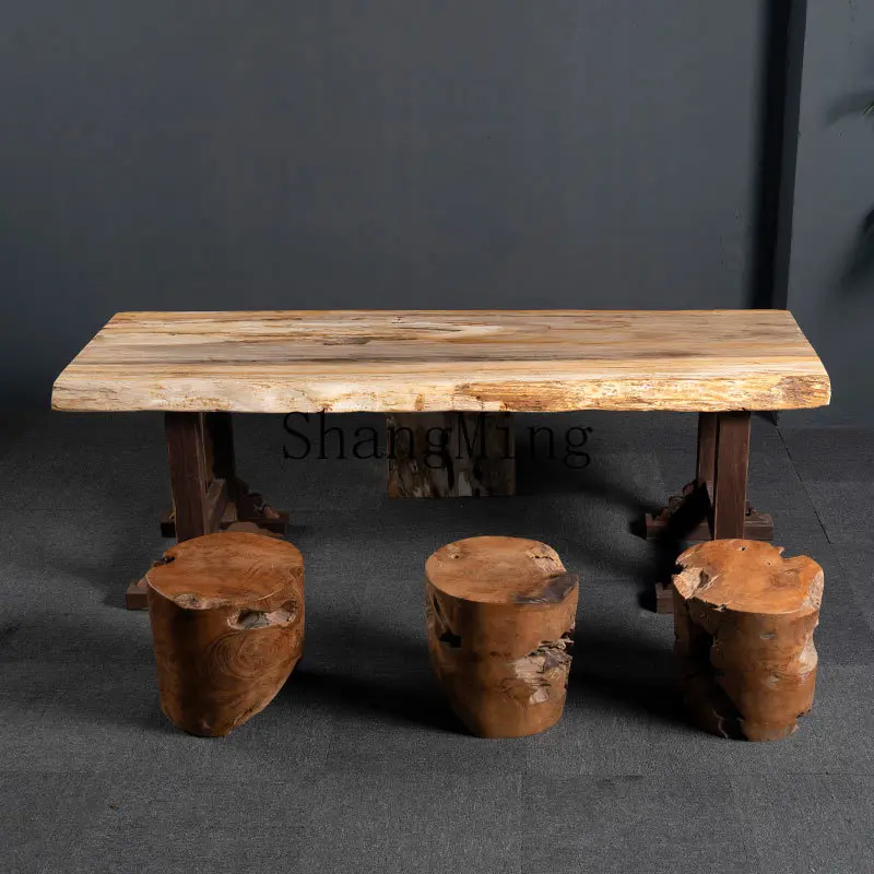 CL Wooden Large Table Stone Stool Garden Villa Courtyard Pavilion Decoration Stone Ornament Landscape