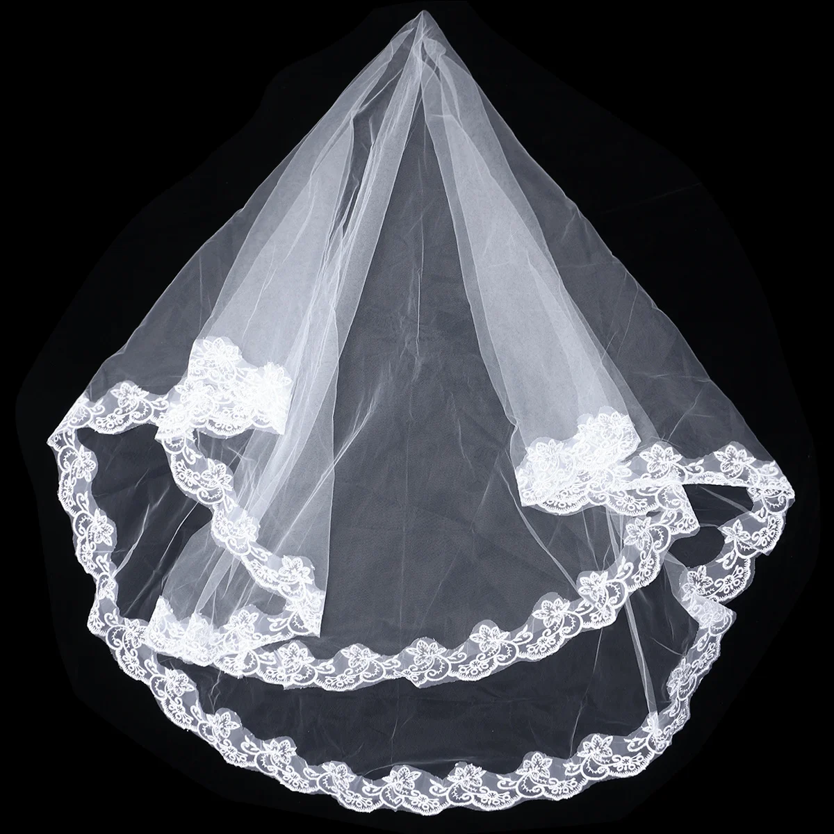 

Bridal Veil Long Tulle Lace White Wedding Chiffon Elegant Flower Embroidery Headpiece For Bride Hen Party Wedding Shower