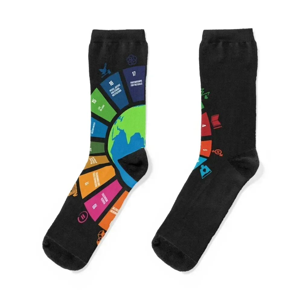 

UN SDGs UN Global Goals Logo United Nations Sustainable Development Goals 2030 Sticker Socks hiking Girl'S Socks Men's