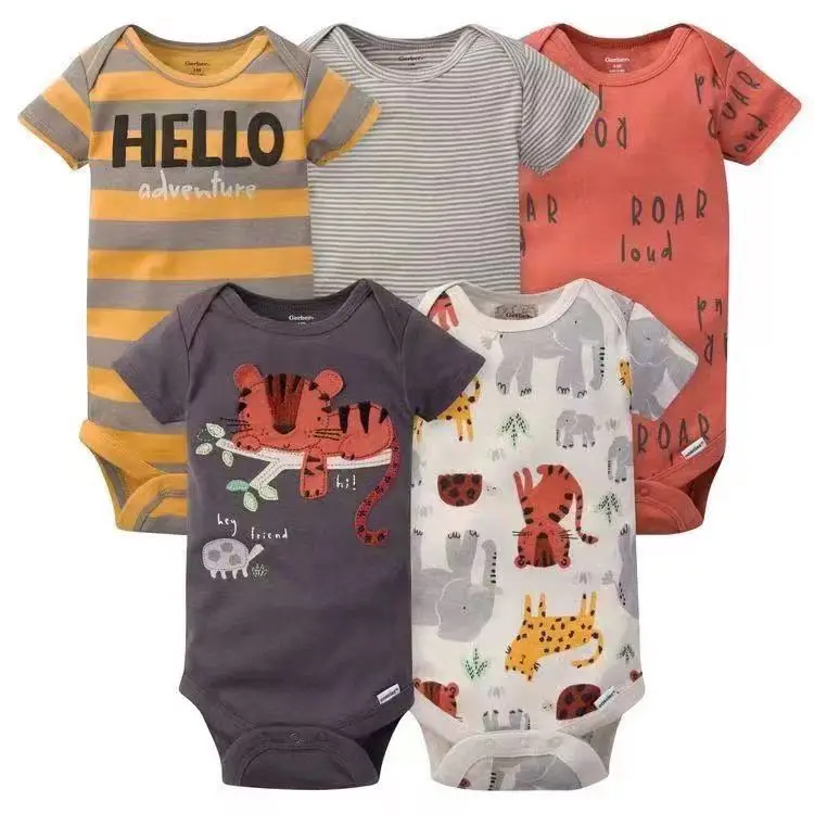 5pcs Baby Boys Girls Bodysuit Short Sleeve 100% Cotton Baby Clothes 0-12 Months Newborn Body Bebe Jumpsuit Clothing