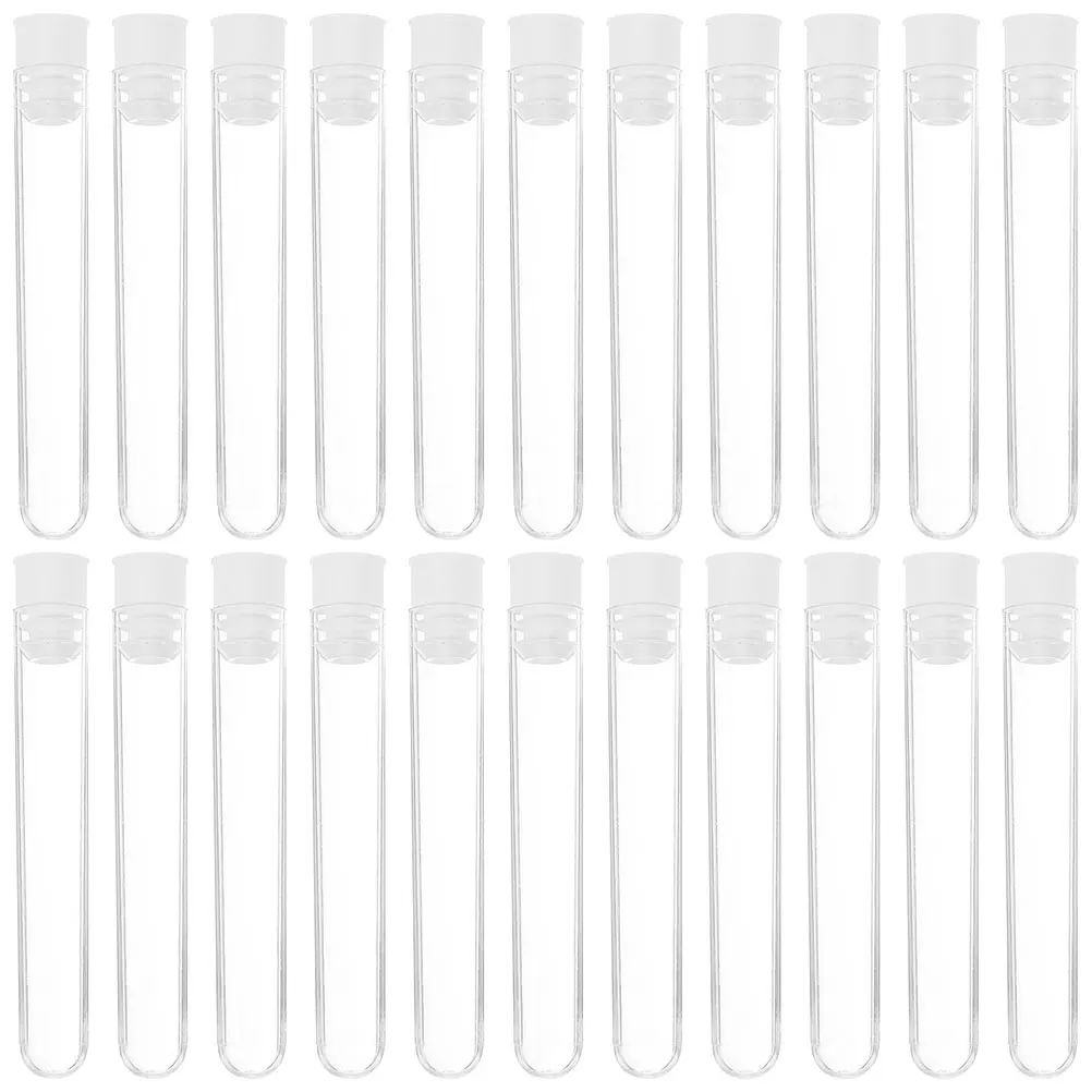 

100pcs Plastic Test Tubes 7Ml Clear Small Test Tube With Lid For Science Experiments Candy Beads Storage Tubes Stoppers