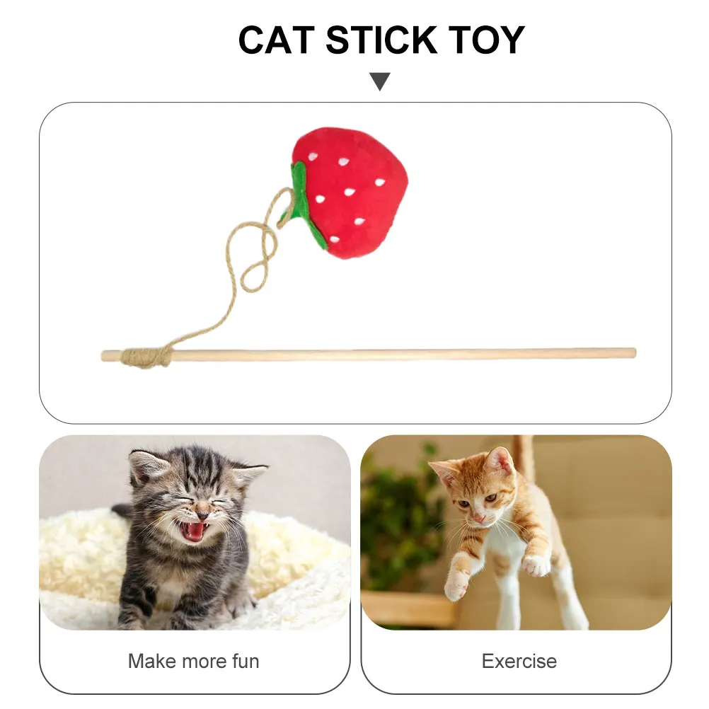 

Strawberry Cat Teaser Toy Soundable Pet Plaything Cartoon Stick Rod Interactive Accessory Indoor Cats Healthy Fun