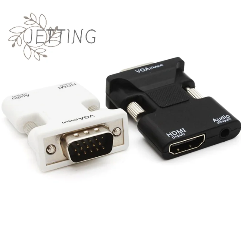 (SMTGDP11)Female To Male HDMI-compatible To VGA Converter Adapter With 3.5mm Audio Cable For Monitor Projector Laptop 1080P HD