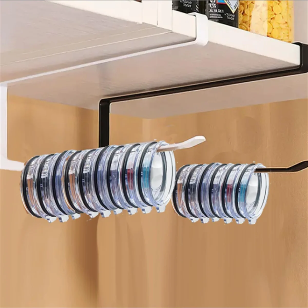 L74A กล่องเก็บของฝาแก้วแบบแขวน 2 ชิ้น ขนาด 10 นิ้ว ประหยัดพื้นที่ เหมาะสำหรับฝาแก้วหลากหลายประเภท