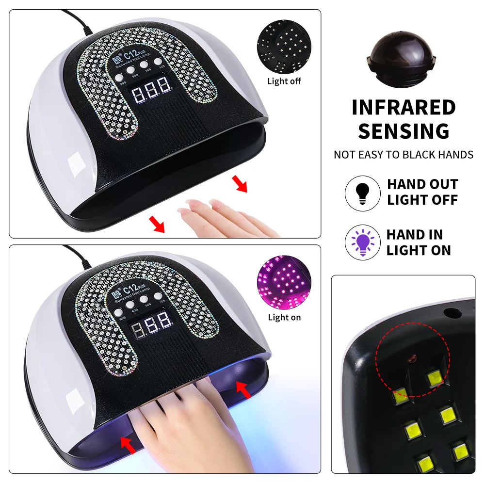 LIMEGIRL Professional Nail Drying Lamp With 57LEDS Smart LCD Screen White Pink Purple for Manicure Gel Polish UV Drying Machine