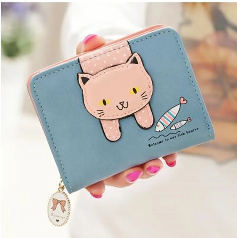 Wallet Women's Short Fresh Cute Versatile Zipper Cartoon Cute Cat Student Women's Zero Wallet Wallet Wallet