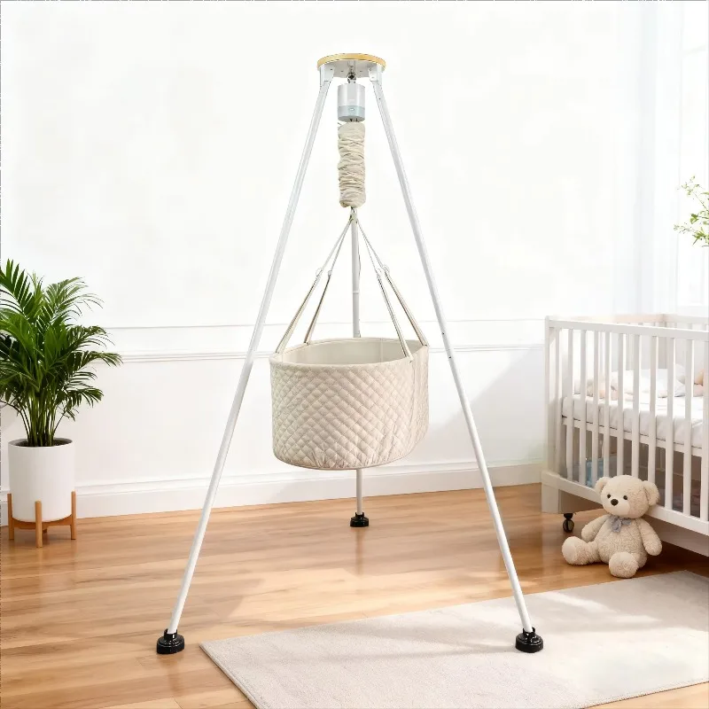 Automatic electric baby cradle with smart timer and mute, certified safe for newborn sleep