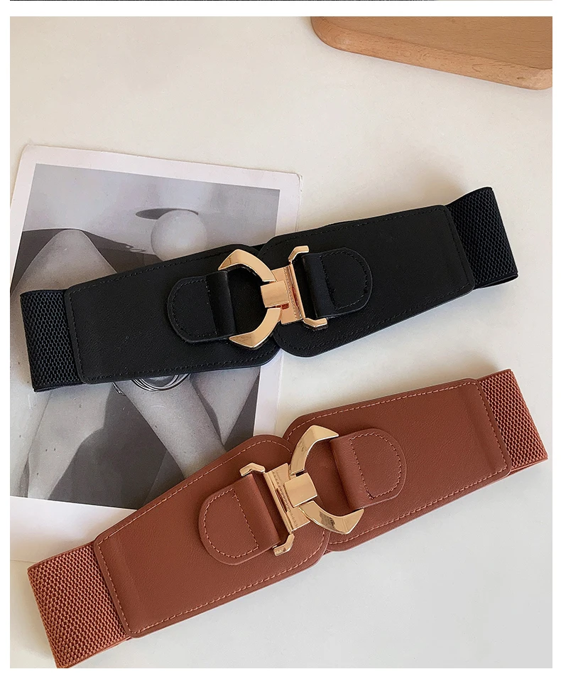 Women's Korean Retro Elastic Adjustable Decorative Waist Cincher, Versatile High-Quality Uncommon Wide Belt