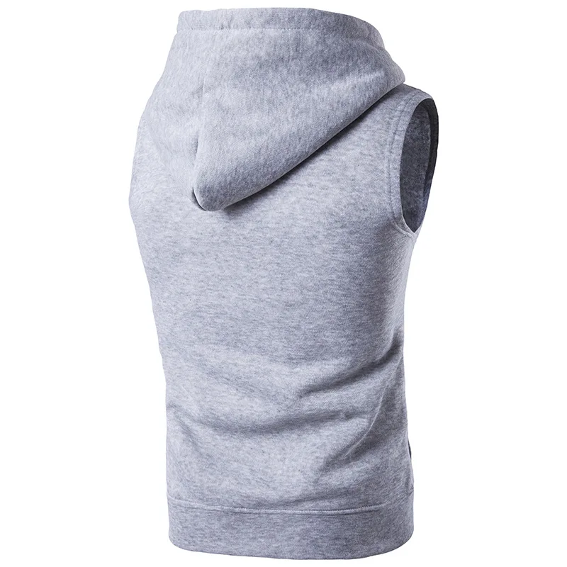 Men Hooded Vest With Pockets Slim Fit Zipper Cardigan Sleeveless Tops Casual Solid Color Sweatshirt Vest