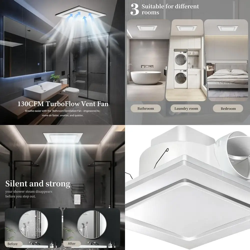 

12 ультра тихих вытяжных вентиляторов для ванной комнаты с частотой 130 куб. футов в минуту, 4 канала, подходит для крепления 10x10, без света