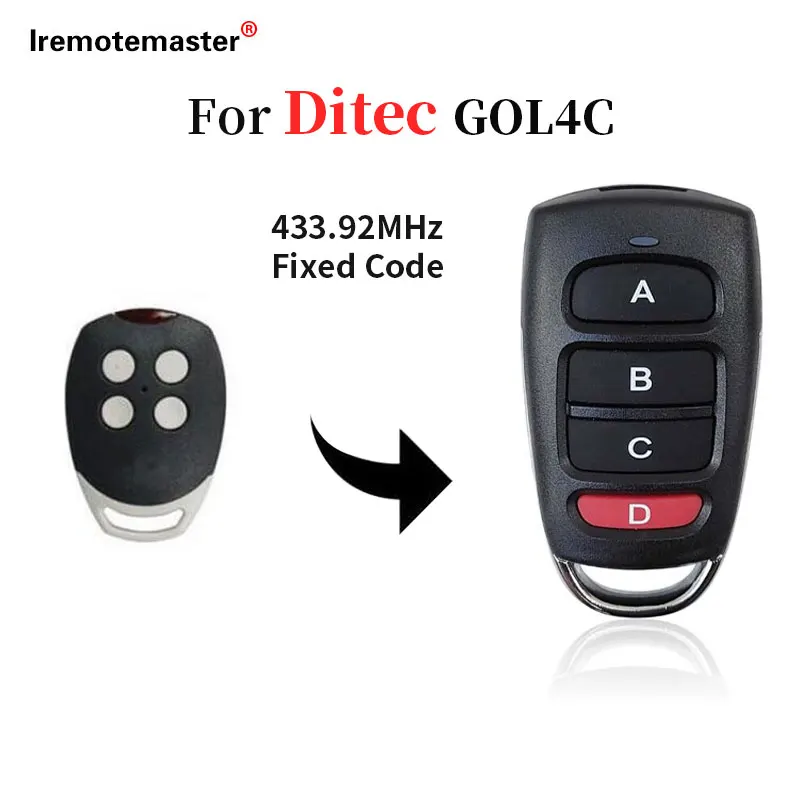 

Clone 433MHz DITEC GOL4C Garage Door Remote Control Fixed Code DITEC Transmitter Garage Command