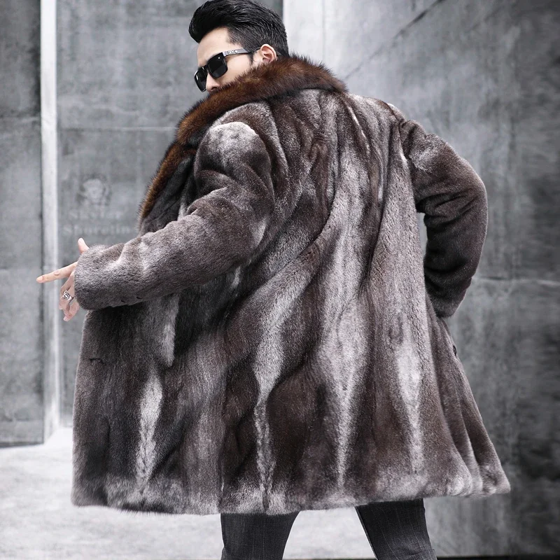 High End Natural Mink Coat Men's Jacket 2023 Winter New M.pennanti Fur Collar Whole Mink Real Fur Coats Jackets for Men Clothing