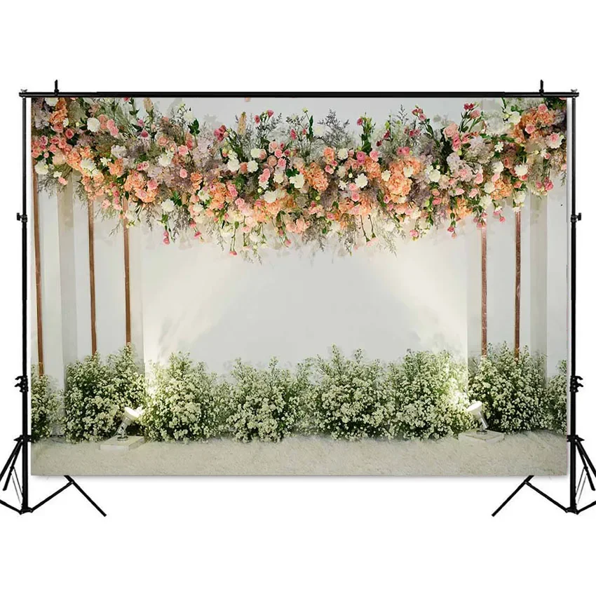 خلفية زهرية لحفلات الزفاف لاستوديو التصوير الفوتوغرافي، زهور الورد لعيد ميلاد الفتاة، تخصيص دش الزفاف photophone