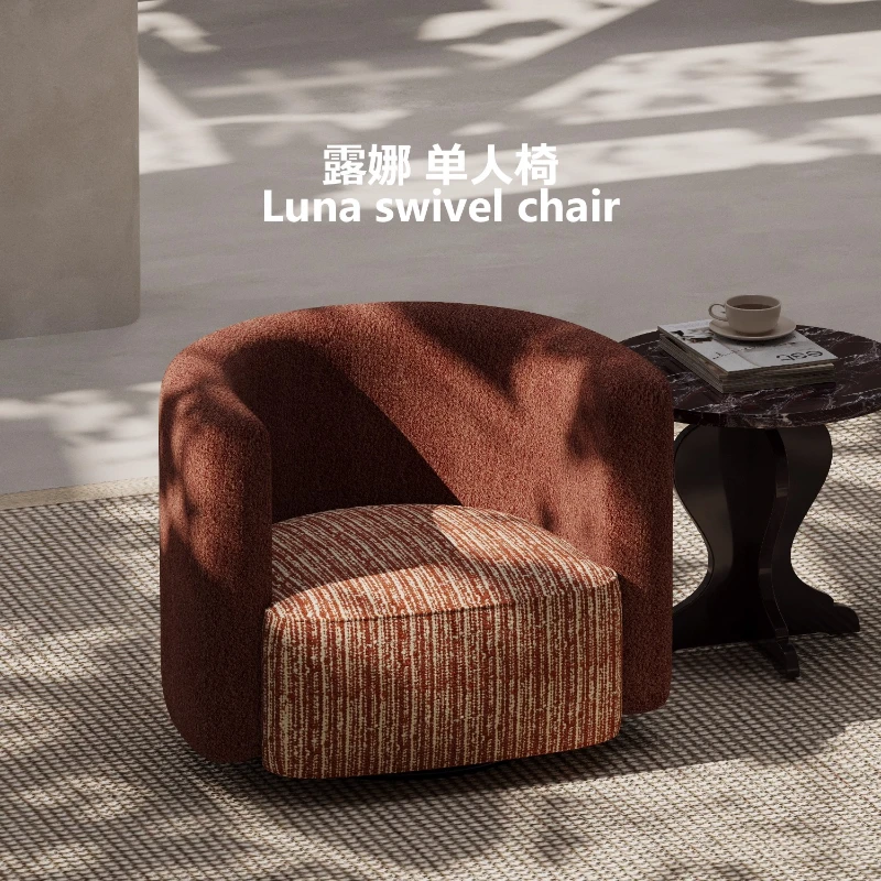 

Luna single sofa lamb velvet antique style fabric sofa swivel single chair high-strength rebound fabric Russian leaf pine