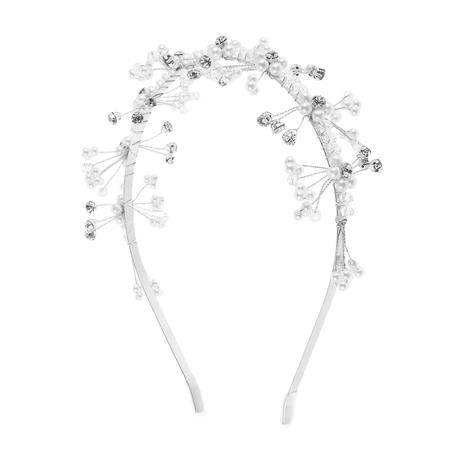 Princess Headband for Girls Lightweight Faux Pearl and Floral Design Crown Hairband Birthday Wedding Flower Girl Ceremony Tiara