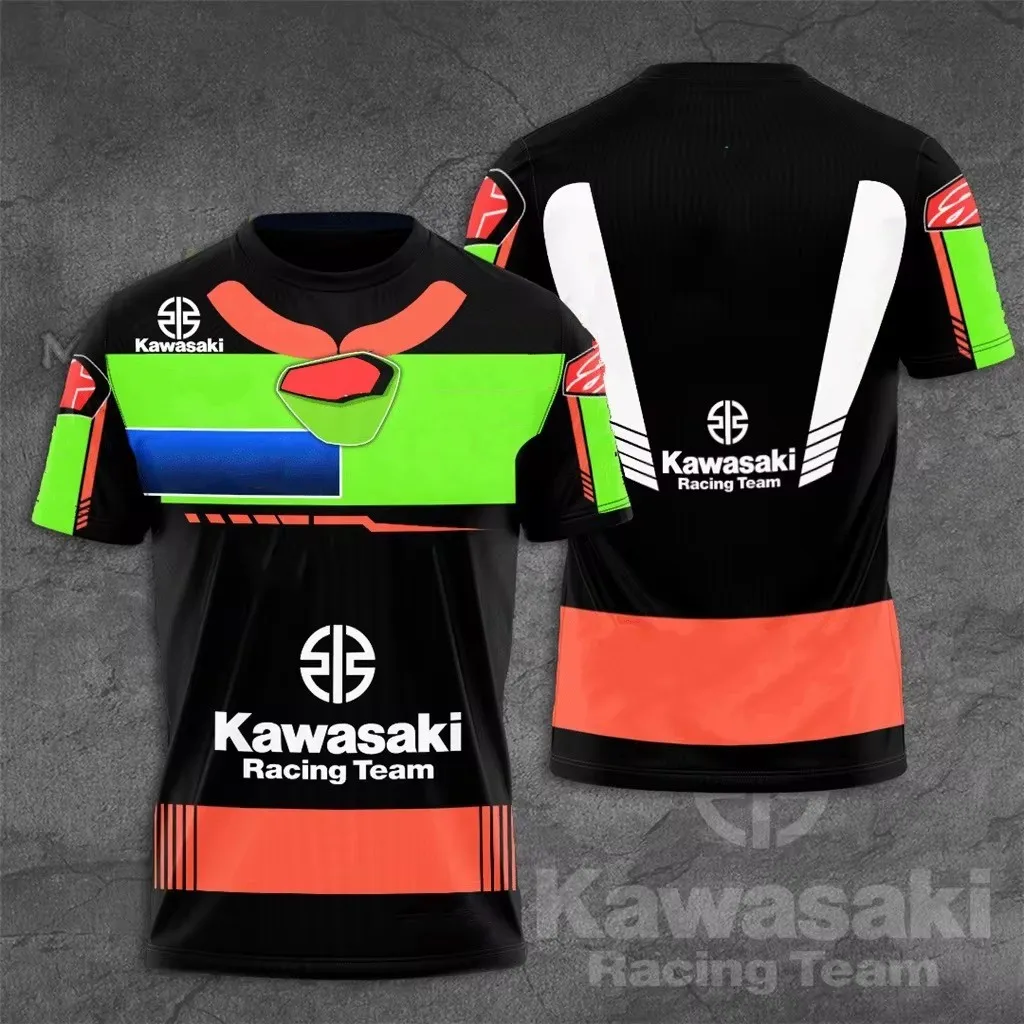

Kawasaki Motorcycle Racing Team Men T-shirt Summer Short Sleeve Women Oversized Clothing 2025 New Fashion Men Adult Cool T Shirt