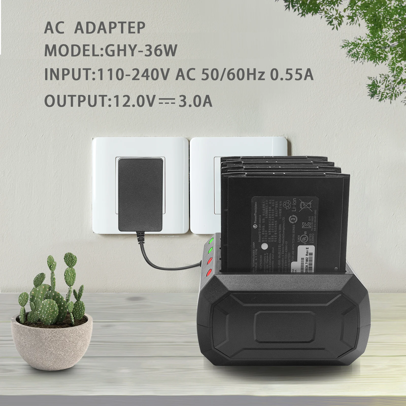 Battery charging Cradle with power supply for Zebra Motorola TC51 TC52 TC56 TC57