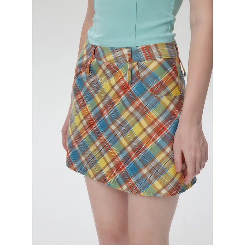 NXXTRESS-saia xadrez vintage americana para mulheres, cintura alta, plissada, doce, fofa, fada, grunge, harajuku, estilo preppy, roupas, Y2K