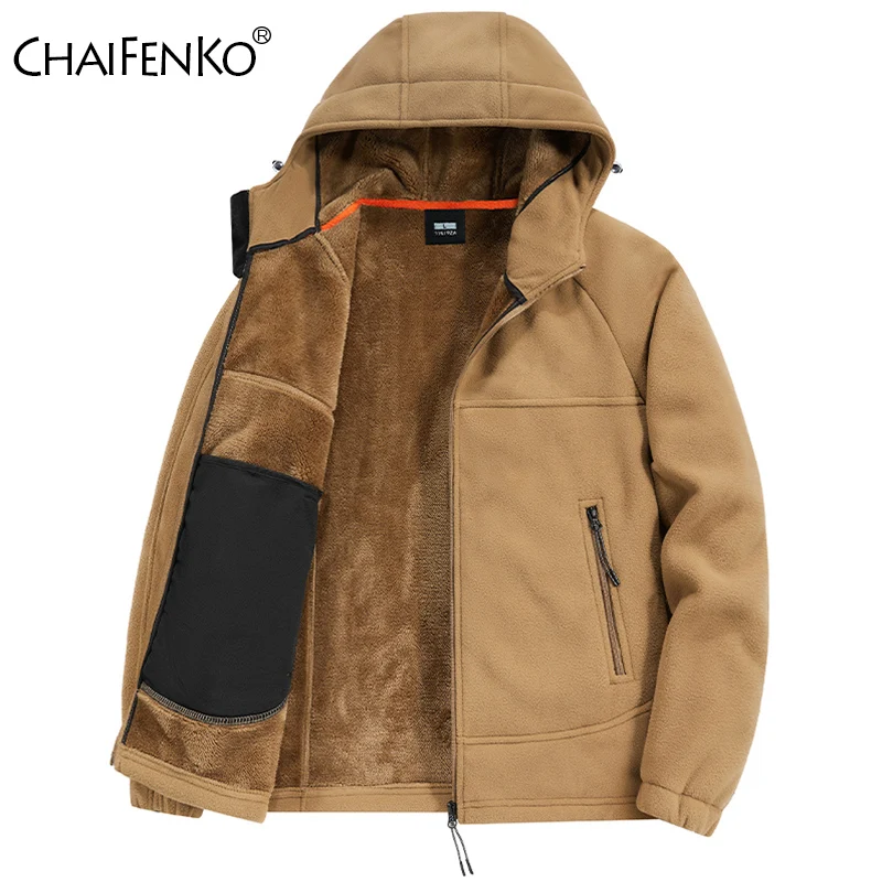 

New Fleece Men Jacket Autumn Winter Fashion Versatile Casual Comfort Coat Outdoors Loose Keep Warm Thickening Hooded Parka Men