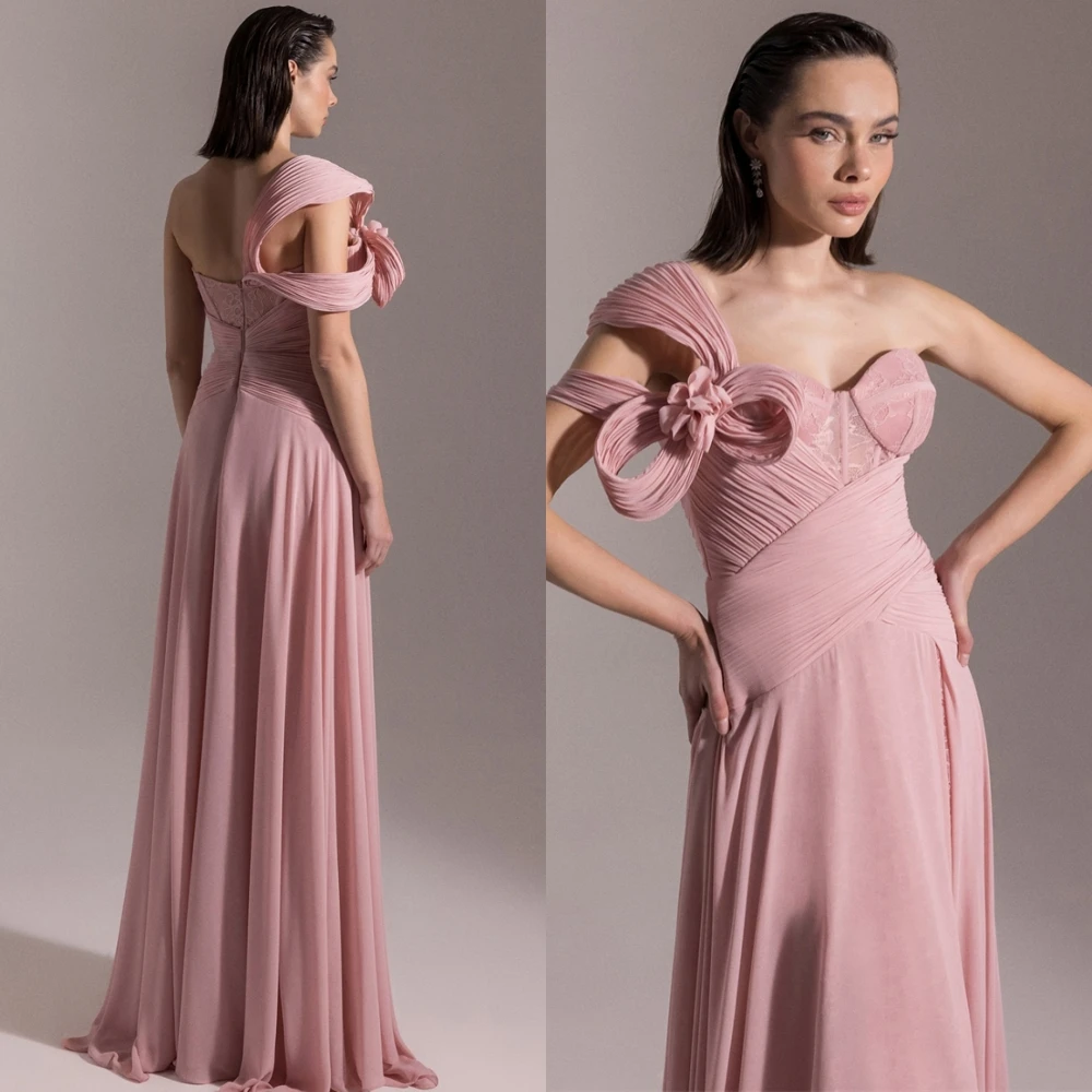 

Customized Sexy Chiffon Sweetheart Evening Dress Exquisite Off the Shoulder Prom Dress Fashion Flowers Special Occasion Gowns