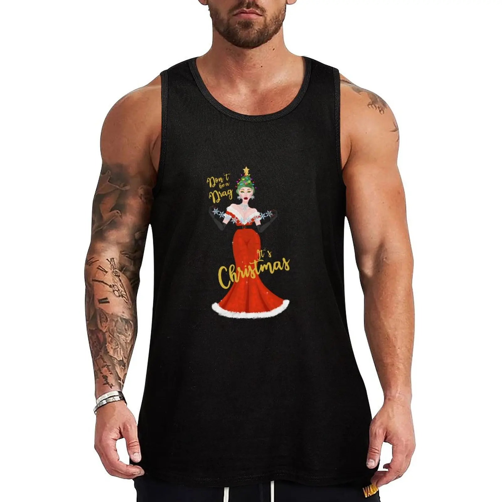 

Don't be a drag, it's Christmas Tank Top summer clothes men 2025 Men's sports t-shirt fitness clothing for men