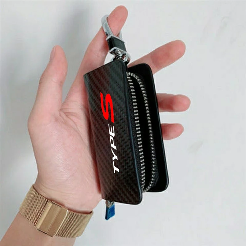 Carbon Fiber Car Key Chain Holder Case Cover Bag For Honda TYPE S R Civic Accord HRV CRV CITY Jazz Pilot FIT Auto Accessories