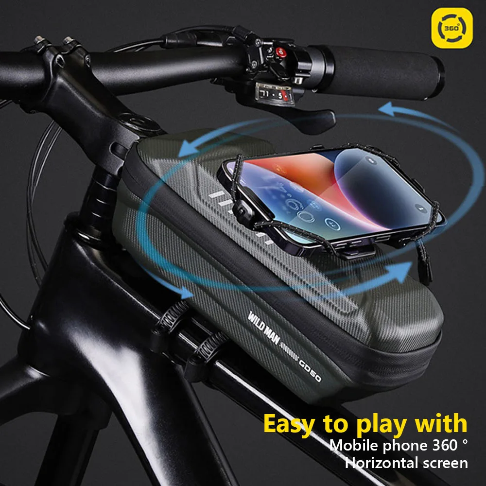 

360 ° Велосипедная сумка с креплением для телефона — сумка из твердой оболочки из ЭВА с верхней трубкой и сенсорным экраном