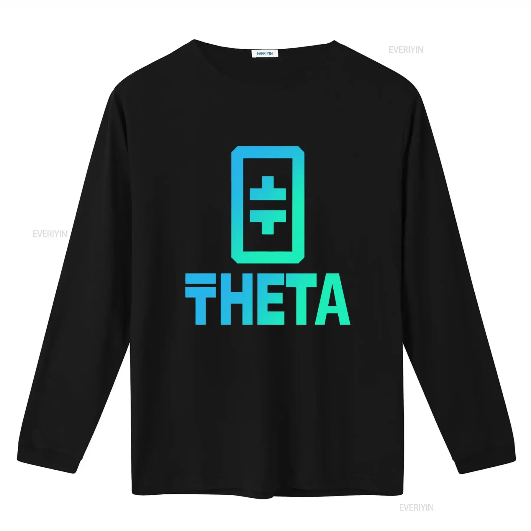 Theta Crypto Token Coin Print T Shirt Fashion vintage Washed Soft Stretched streetwear Casual homme Comfortable graphic
