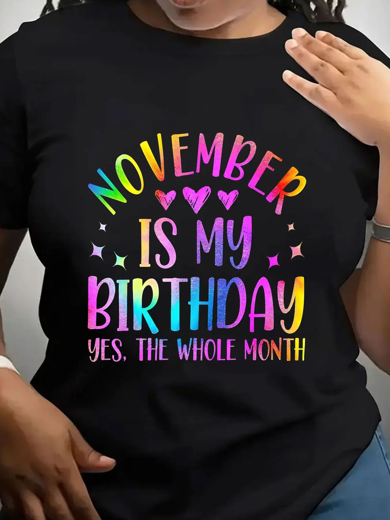 Women's Trendy Crew Neck T-Shirt November Is My Birthday Suitable for Casual Sportswear