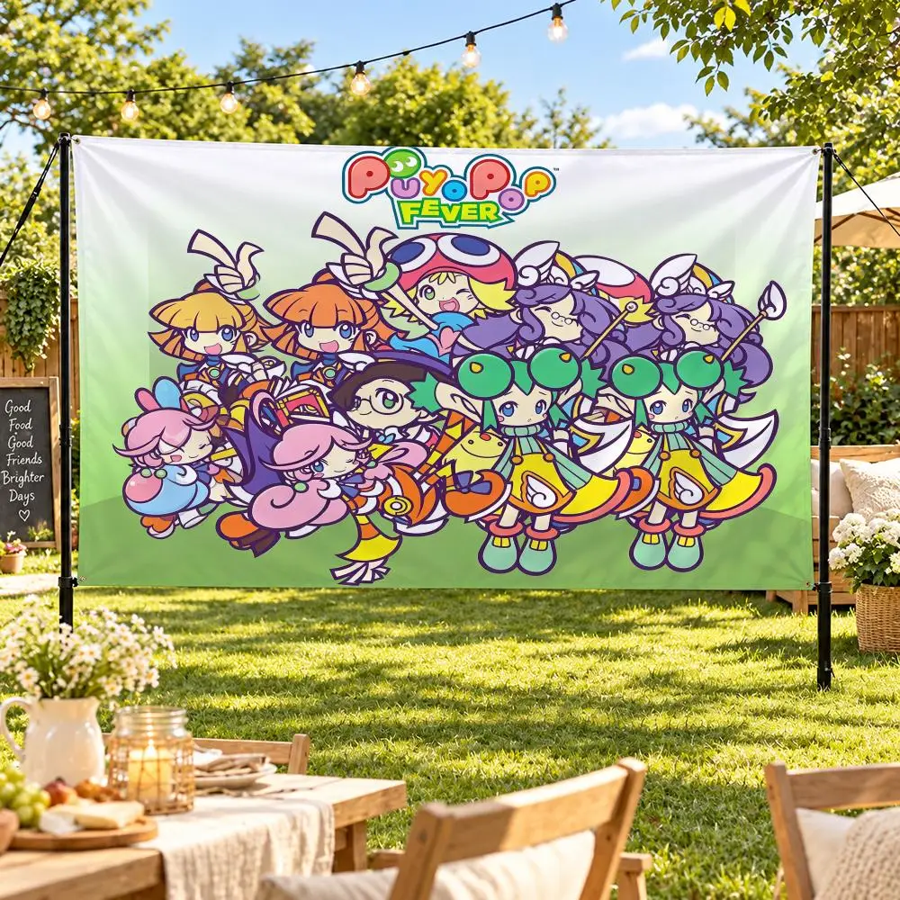 P-puyo Pop Fever Flags Suitable For Party Club Outdoor Interior Wall Art Decoration Banner Fans Gift